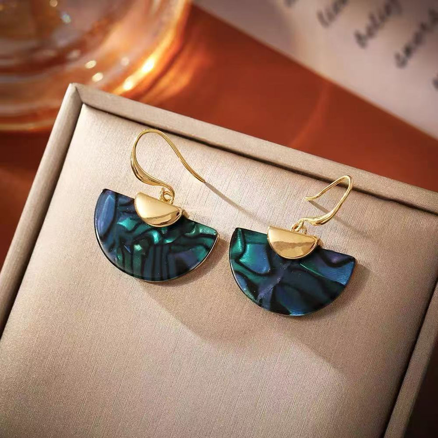 Abalone Shell Fan Shape Earrings for Women - Light Luxury Dangle