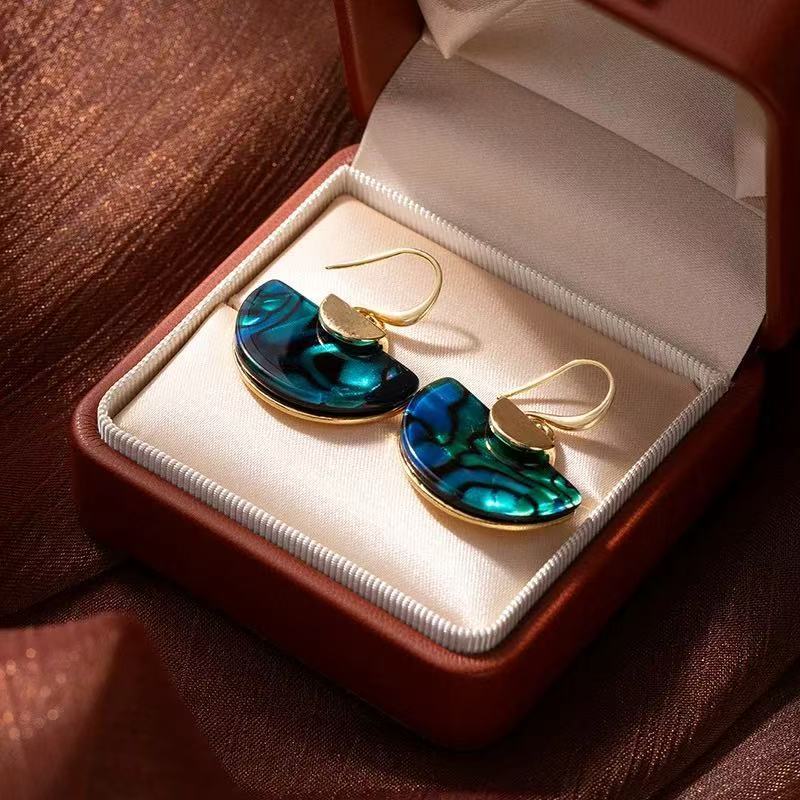 Abalone Shell Fan Shape Earrings for Women - Light Luxury Dangle