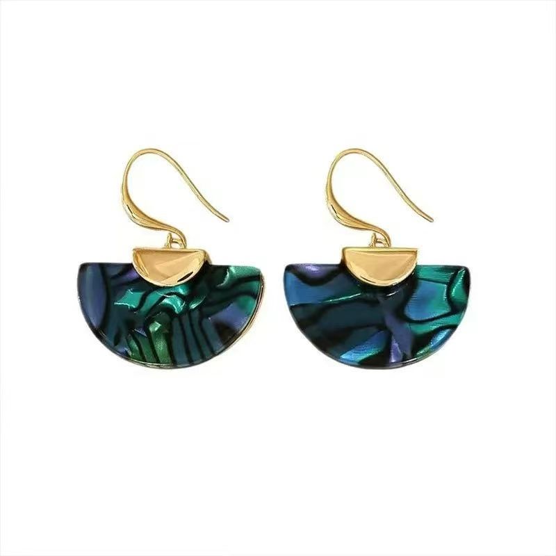 Abalone Shell Fan Shape Earrings for Women - Light Luxury Dangle