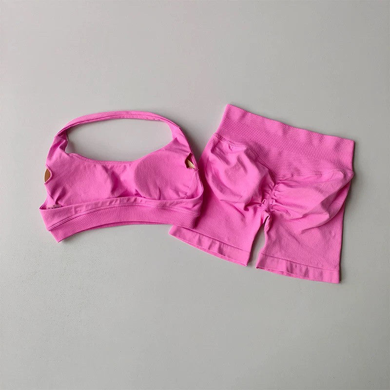 European High-Waist Three-Quarter Peach Lift Lounge Set