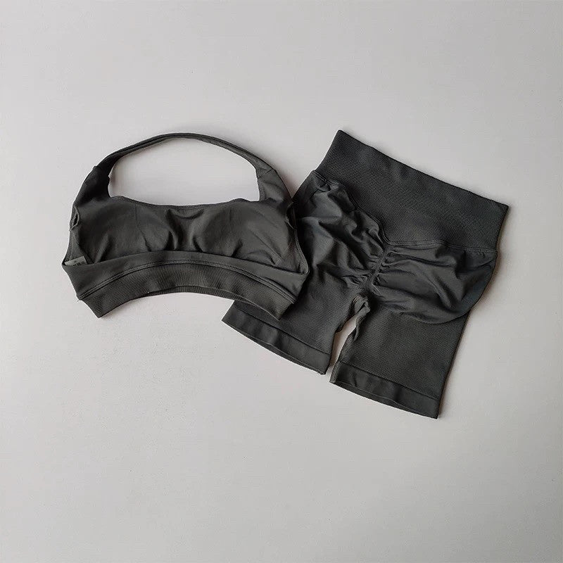 European High-Waist Three-Quarter Peach Lift Lounge Set