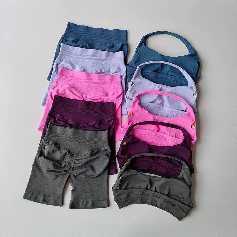 European High-Waist Three-Quarter Peach Lift Lounge Set