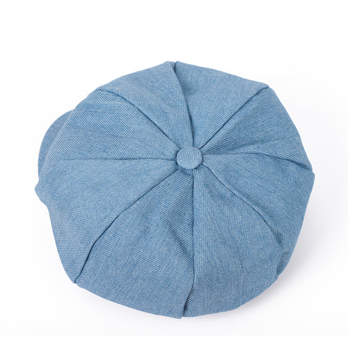 Retro Water-Washed Octagonal Newsboy Cap - Fashionable & Versatile