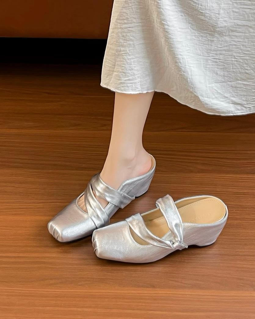 2026 Summer Korean Style Women Retro Closed Toe Sandals