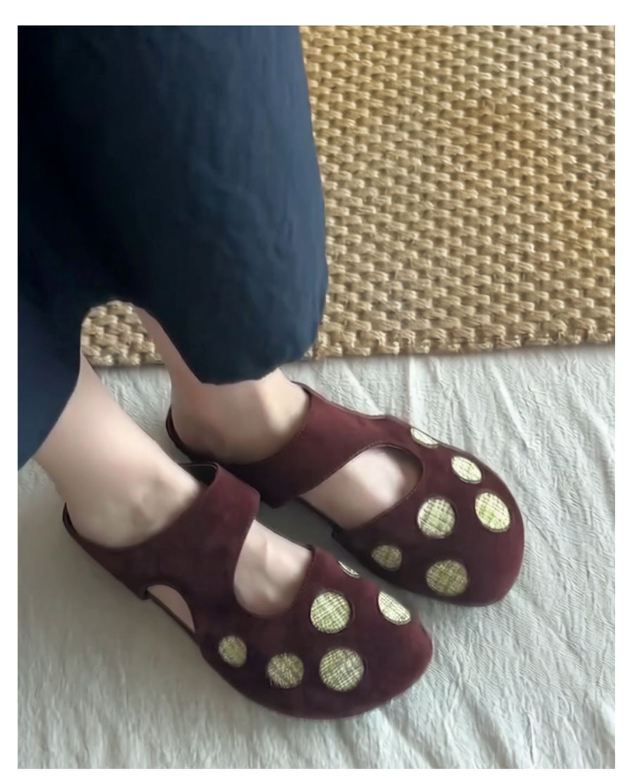 Cute Retro Polka Dot Hollow Closed Toe Mules for Women