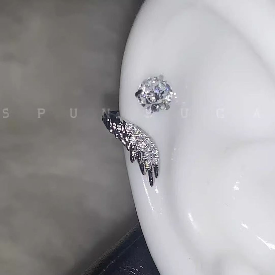 Stunning Angel Wing Ear Studs - Unique Rhinestone Earrings