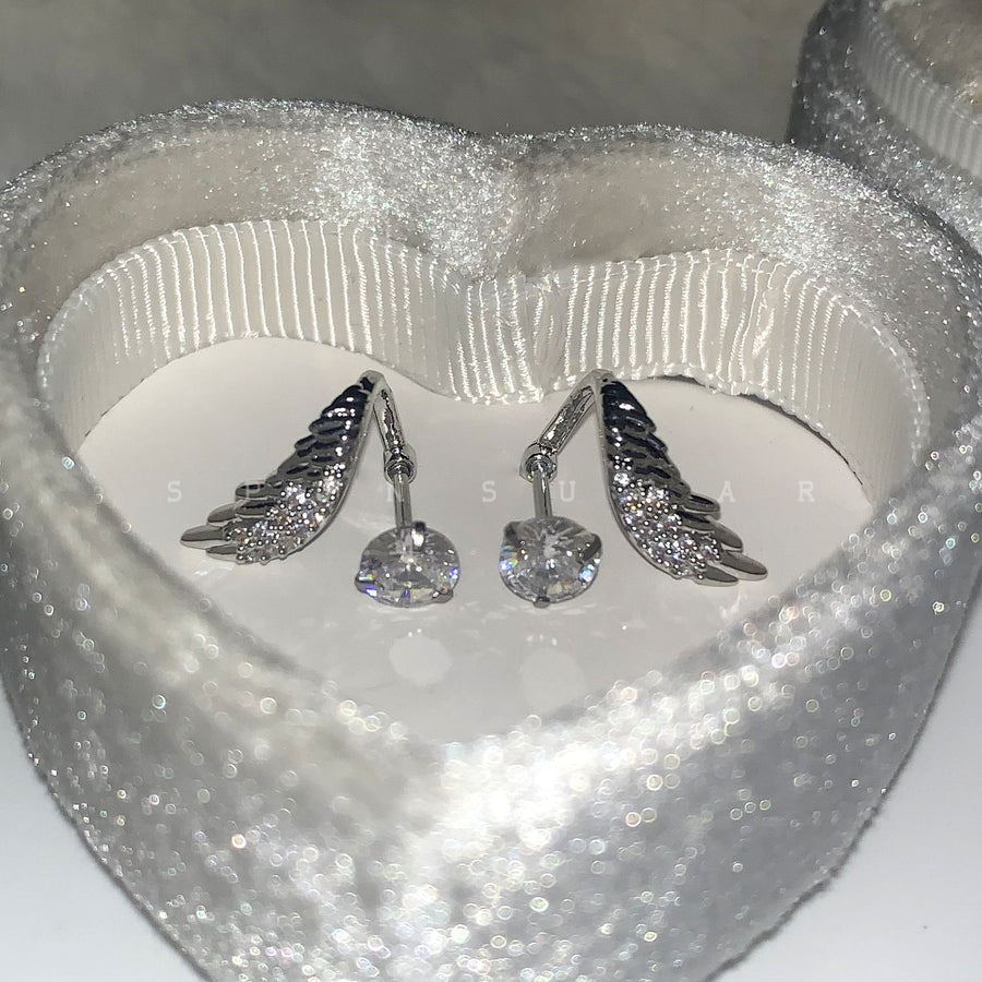Stunning Angel Wing Ear Studs - Unique Rhinestone Earrings