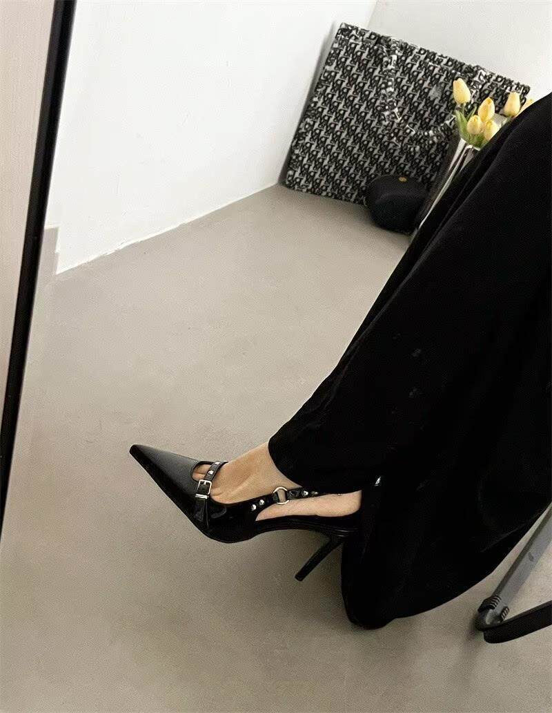 2026 Summer Women Punk Style Patent Leather Sandals