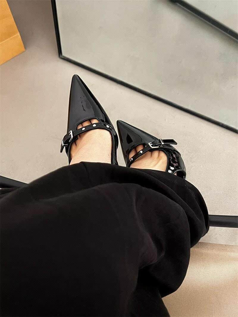 2026 Summer Women Punk Style Patent Leather Sandals