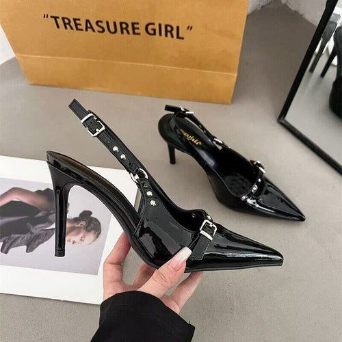 2026 Summer Women Punk Style Patent Leather Sandals