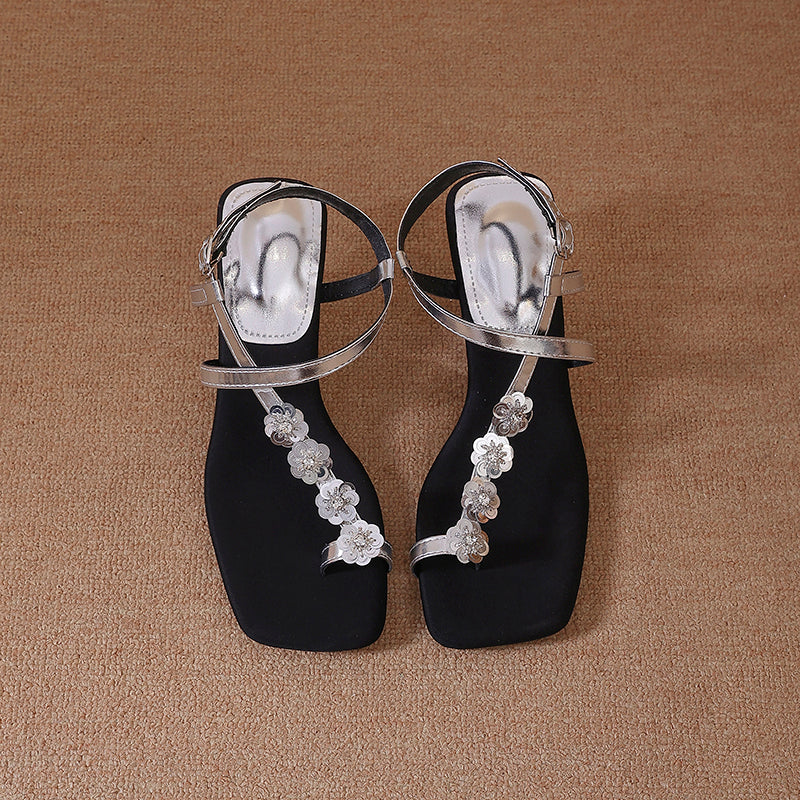 Women Elegant Square Toe High Heel Sandals for Summer