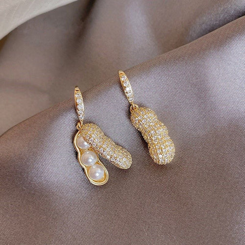 Niche Designed Peanut Shaped Earrings - Trendy Pearl Ear Ornaments
