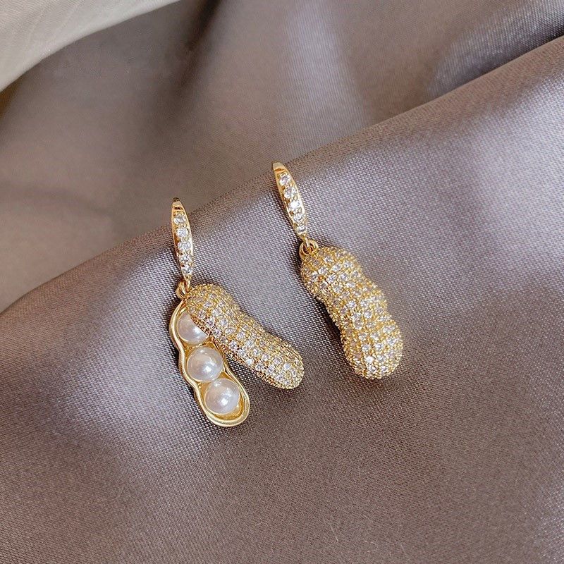 Niche Designed Peanut Shaped Earrings - Trendy Pearl Ear Ornaments