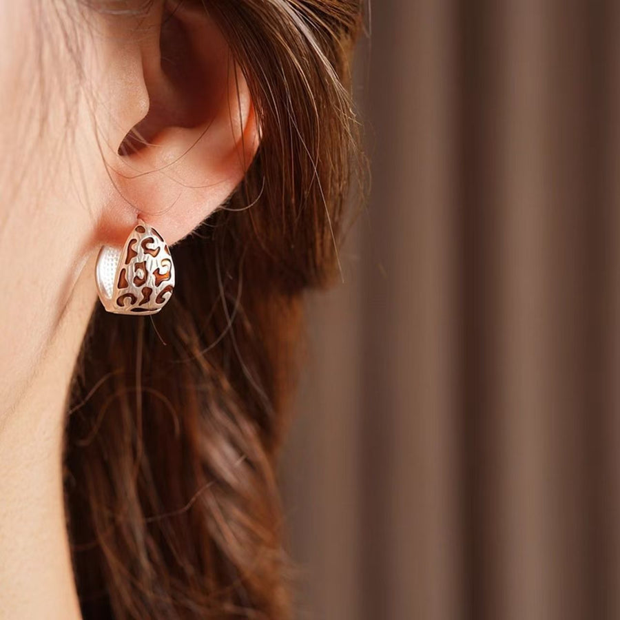 Elegant Vintage Leopard Print Round Bead Ear Cuffs for Daily Wear