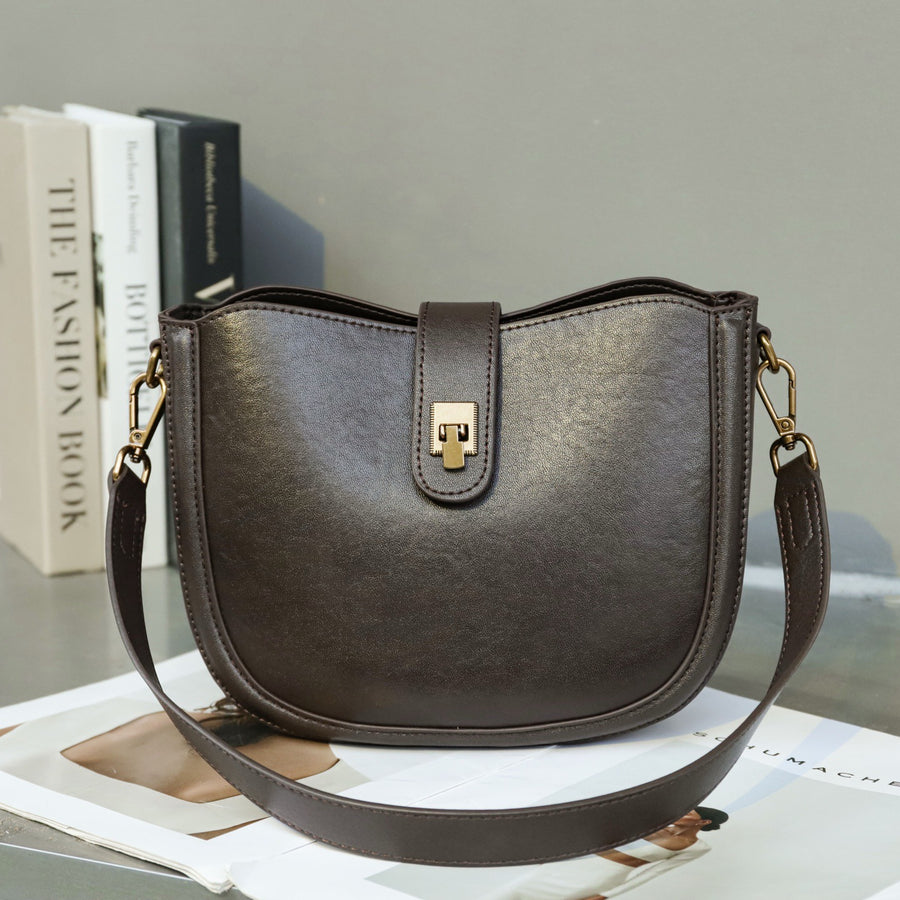 Genuine Leather Women's Bag - High-End Cowhide Saddle Bag