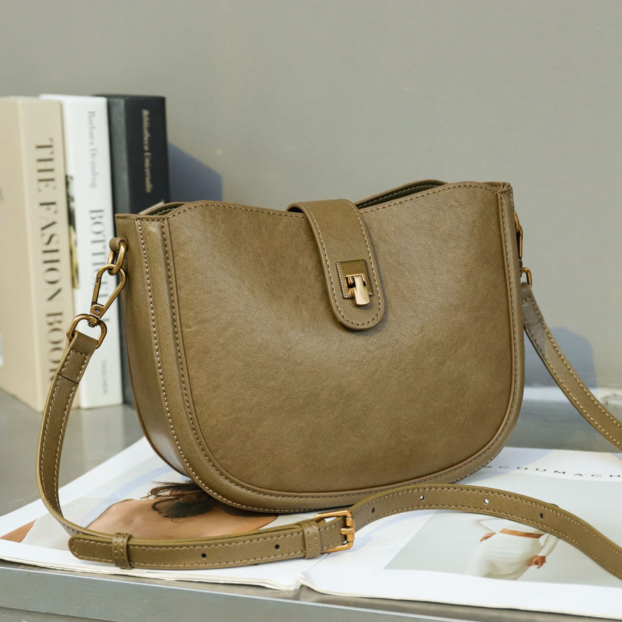 Genuine Leather Women's Bag - High-End Cowhide Saddle Bag