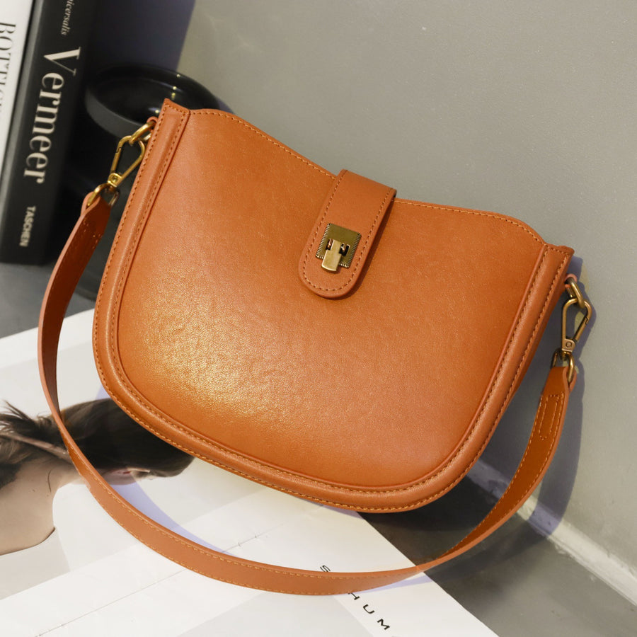 Genuine Leather Women's Bag - High-End Cowhide Saddle Bag
