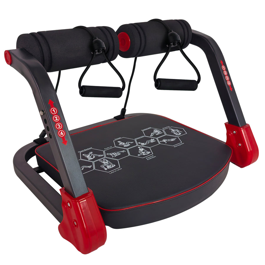 Ab Core Trainer Abdominal Machine with Resistance Bands - Red