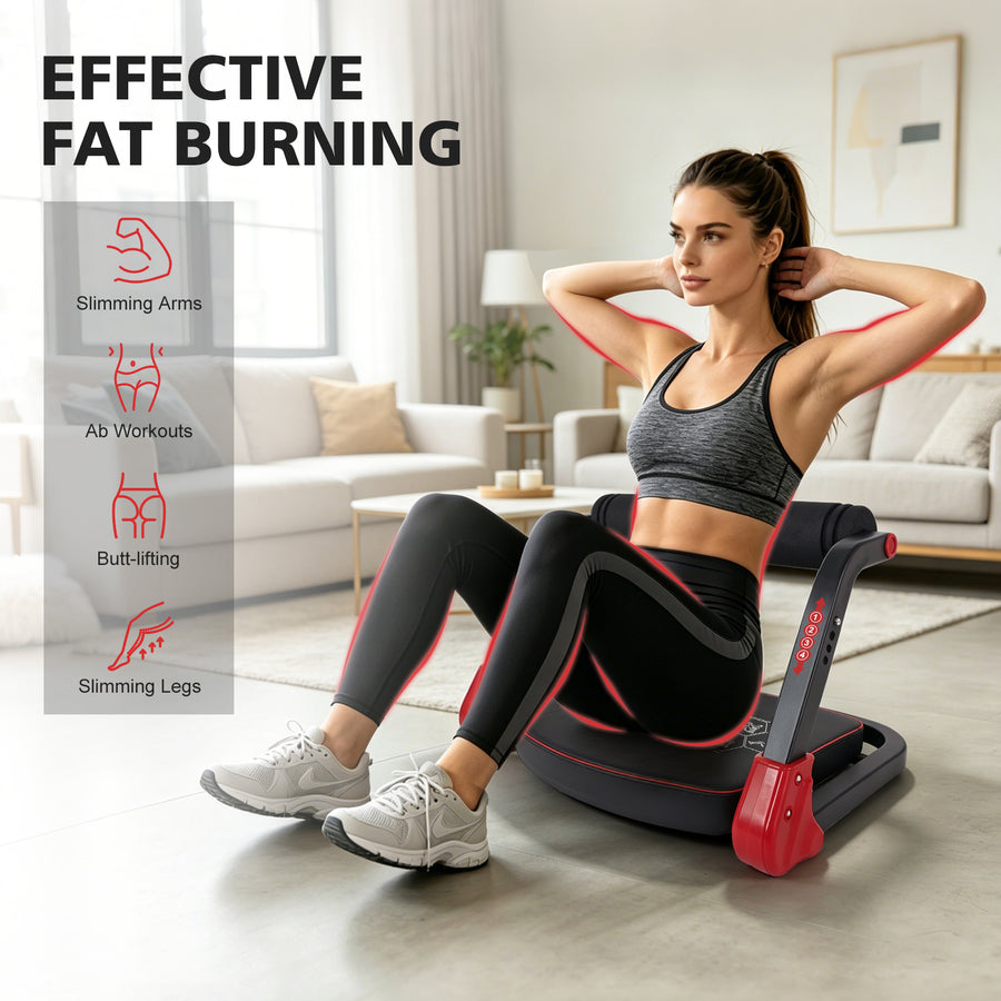 Ab Core Trainer Abdominal Machine with Resistance Bands - Red