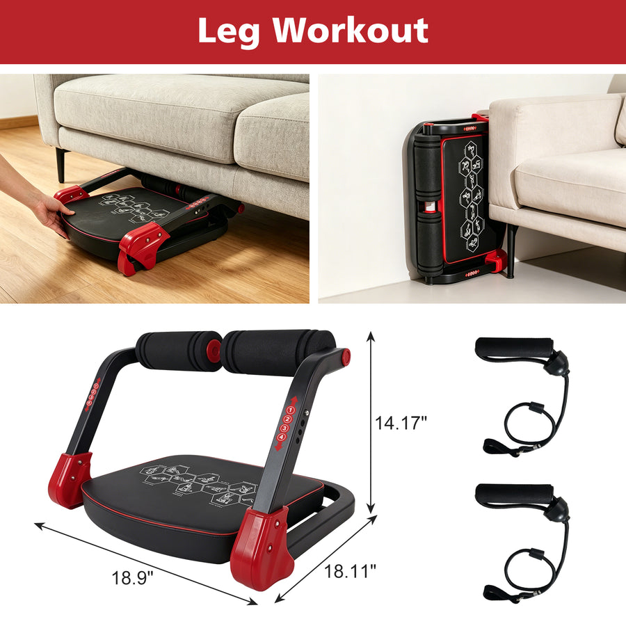 Ab Core Trainer Abdominal Machine with Resistance Bands - Red