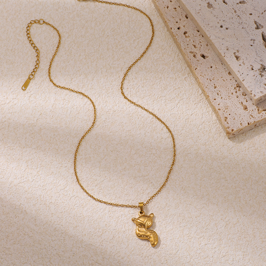 Stainless Steel Fox-shaped Pendant Necklace for Animal Lovers