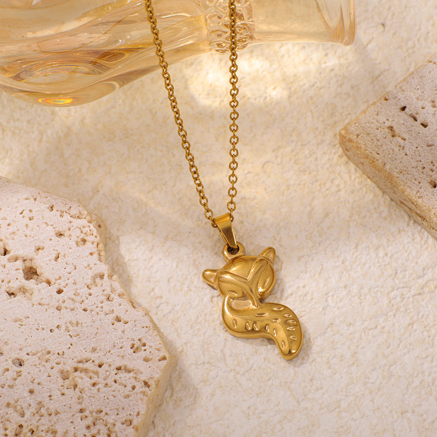 Stainless Steel Fox-shaped Pendant Necklace for Animal Lovers