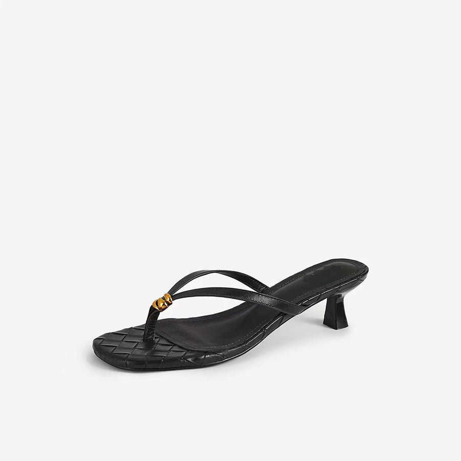 Women's French Vintage Woven Texture Flip Flops - Sandals