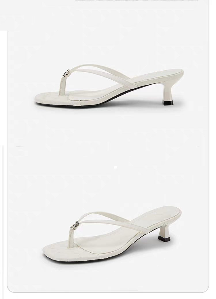Women's French Vintage Woven Texture Flip Flops - Sandals