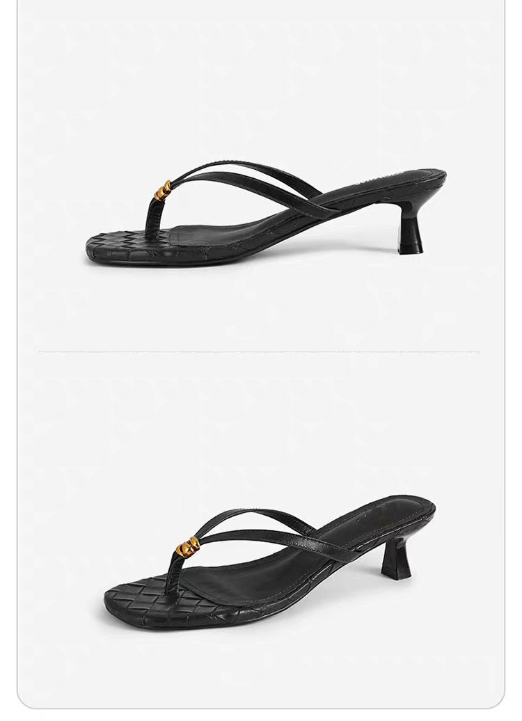 Women's French Vintage Woven Texture Flip Flops - Sandals