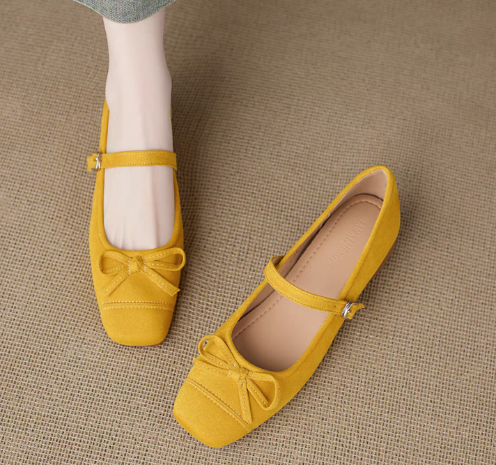 Soft Leather French Style Square Toe Mary Janes for Women