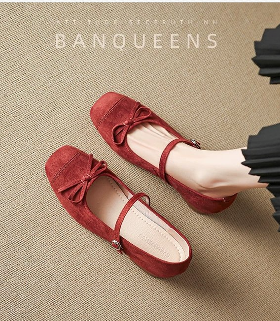 Soft Leather French Style Square Toe Mary Janes for Women