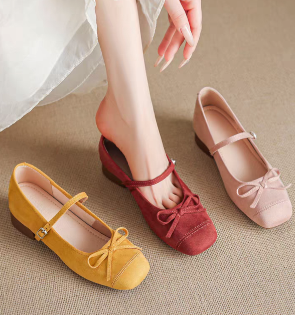 Soft Leather French Style Square Toe Mary Janes for Women