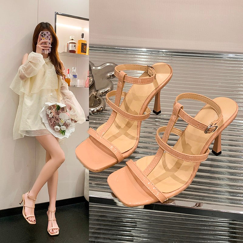 2026 Summer Nude Open Toe Single Strap High Heel Sandals