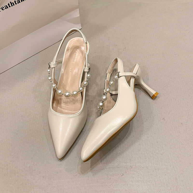 Women French Style Pearl Closed Toe Sandals - Summer 2026