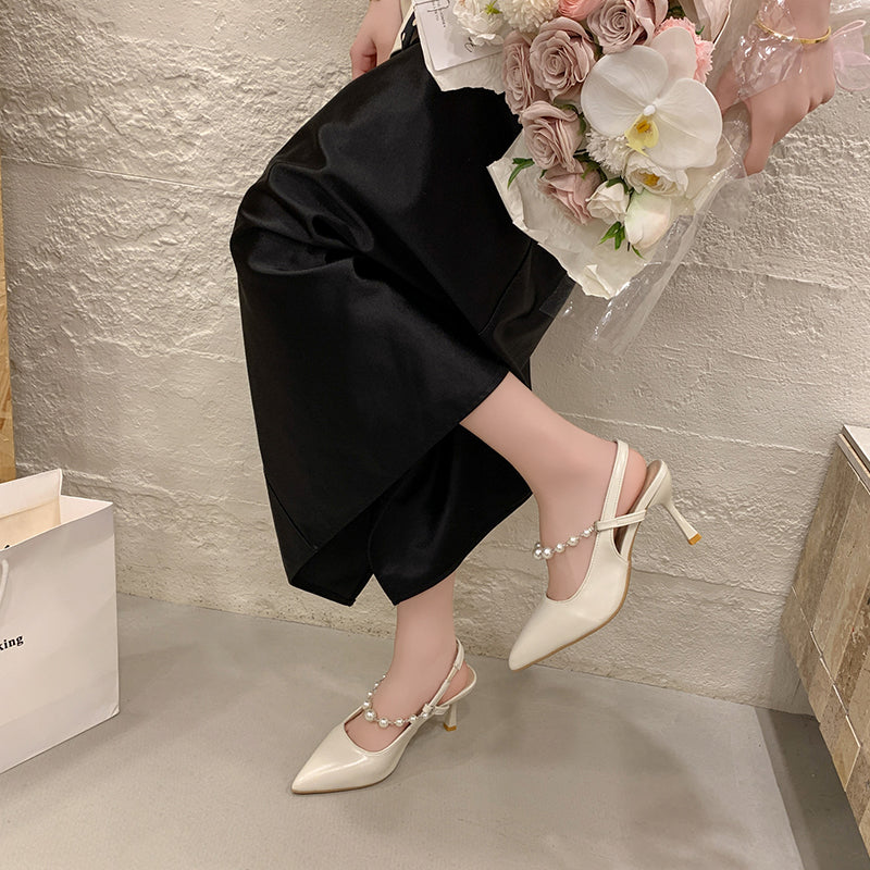 Women French Style Pearl Closed Toe Sandals - Summer 2026