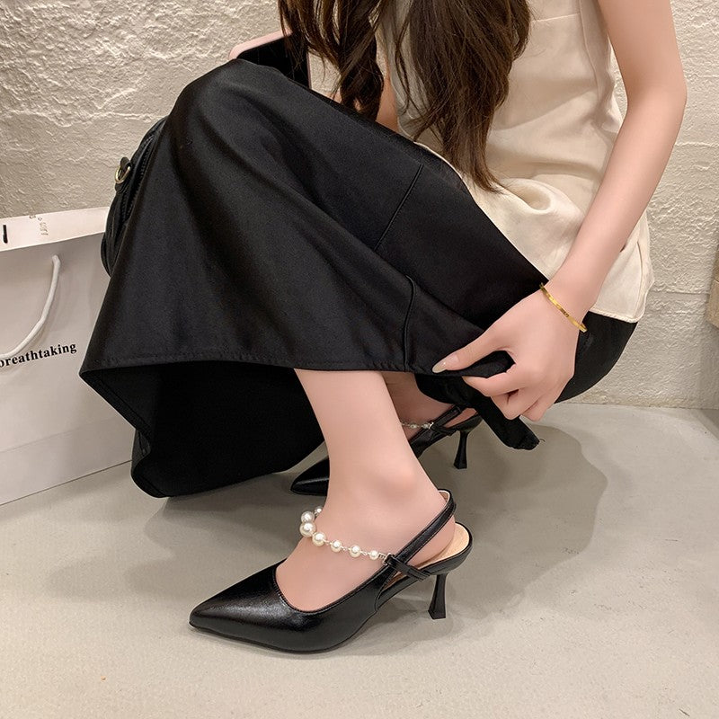 Women French Style Pearl Closed Toe Sandals - Summer 2026