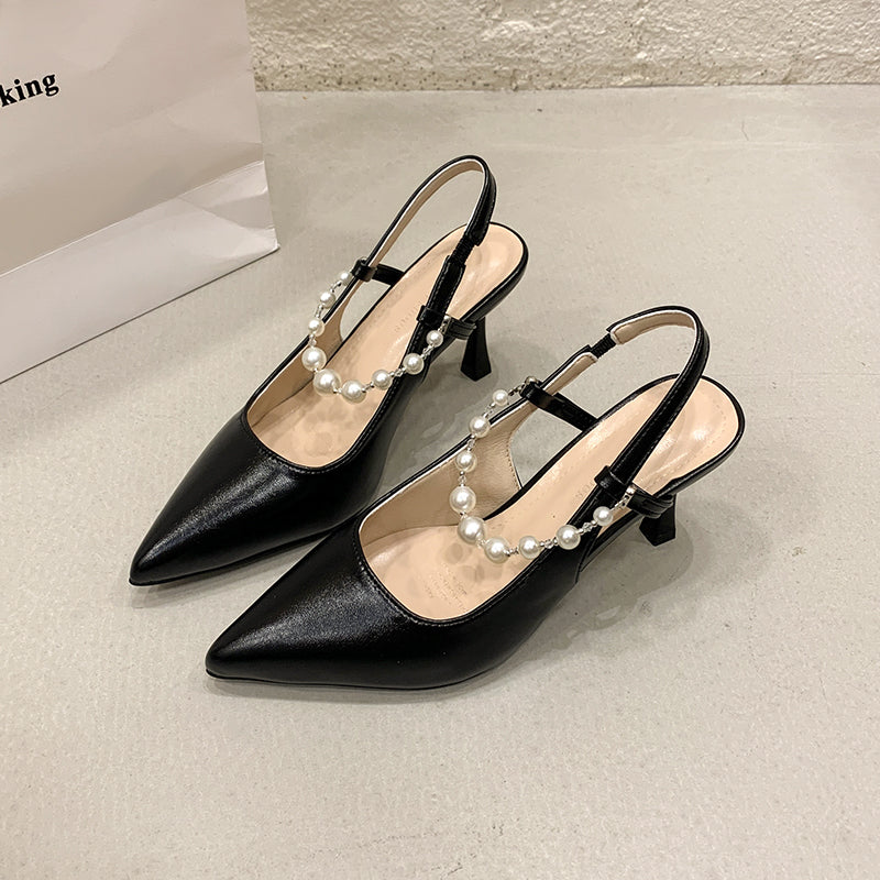 Women French Style Pearl Closed Toe Sandals - Summer 2026