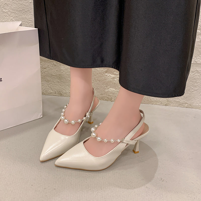 Women French Style Pearl Closed Toe Sandals - Summer 2026