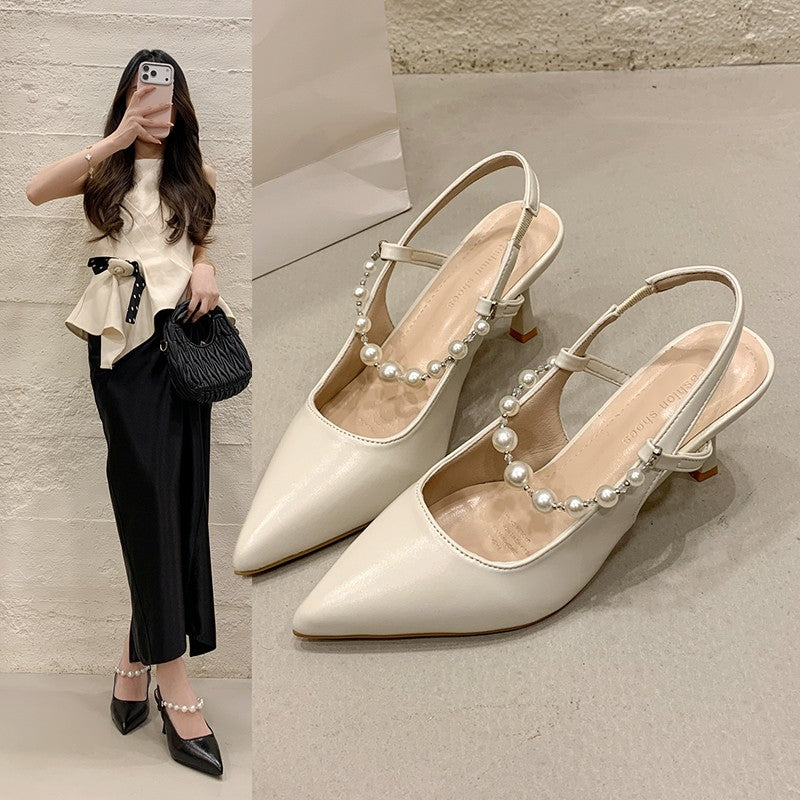 Women French Style Pearl Closed Toe Sandals - Summer 2026