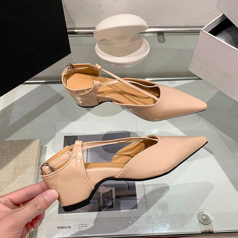2026 Summer New French Pointed Toe Cross Strap Sandals