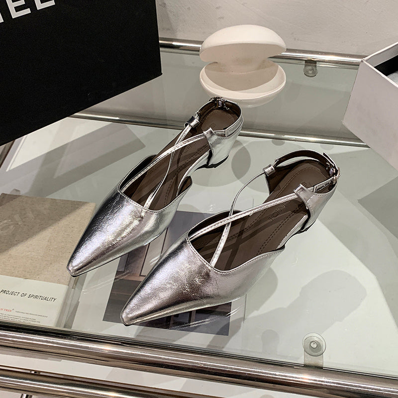 2026 Summer New French Pointed Toe Cross Strap Sandals