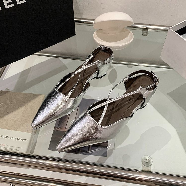 2026 Summer New French Pointed Toe Cross Strap Sandals