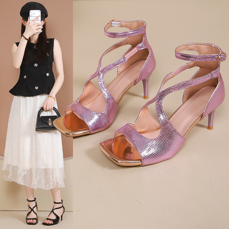 Women Sexy High Heel Sandals - Elegant Apricot Stiletto Heels
