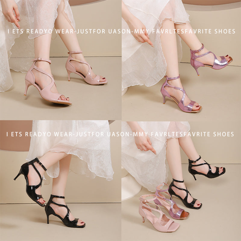 Women Sexy High Heel Sandals - Elegant Apricot Stiletto Heels