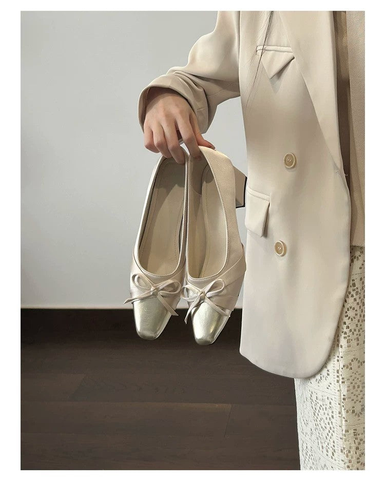 Women Square Toe High Heels - Comfortable Block Mid Heel