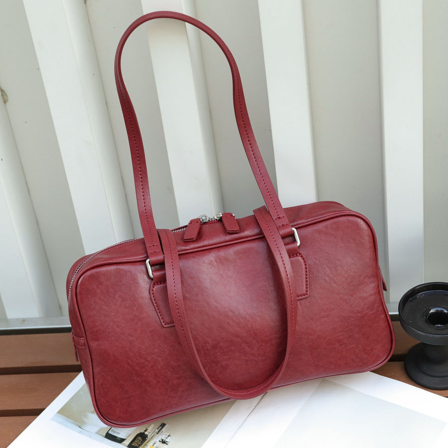 High-End Leather Handbag - Women's Cowhide Tote Bag