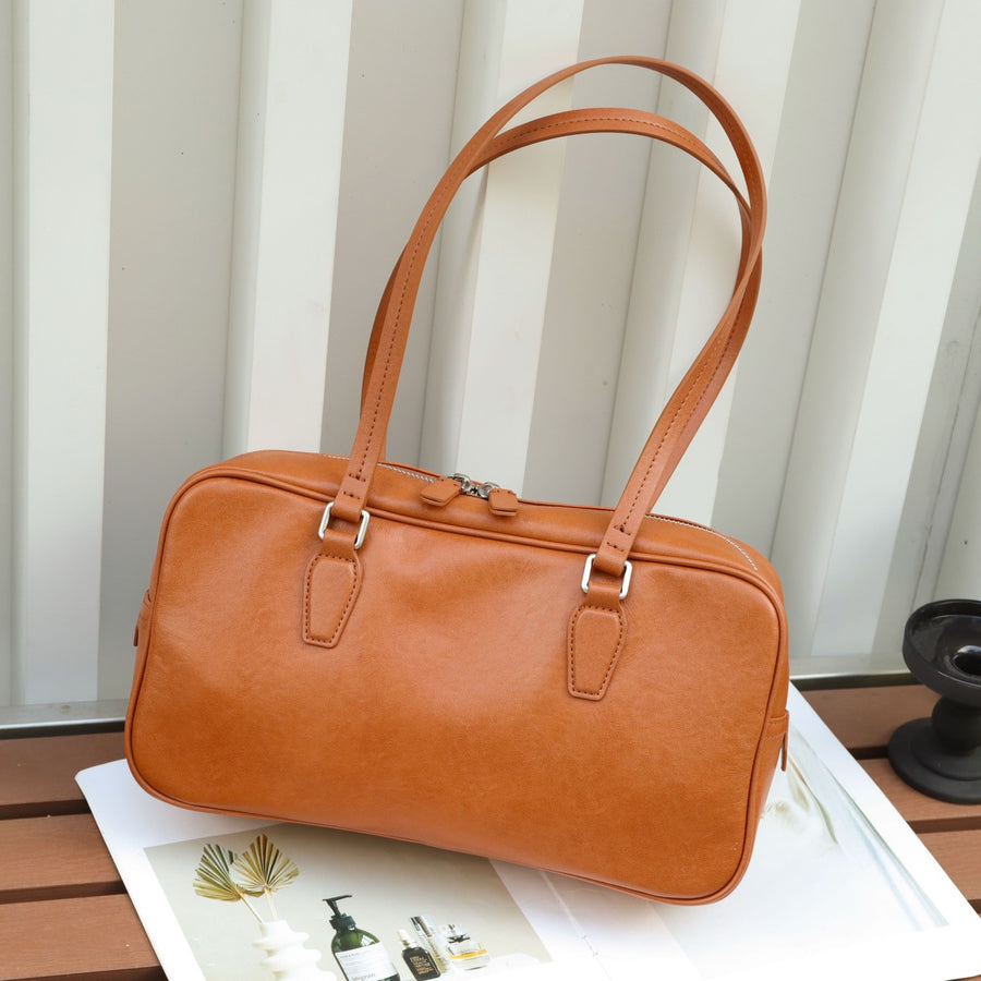 High-End Leather Handbag - Women's Cowhide Tote Bag