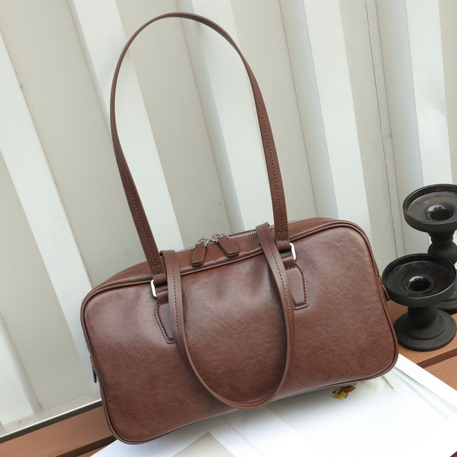 High-End Leather Handbag - Women's Cowhide Tote Bag