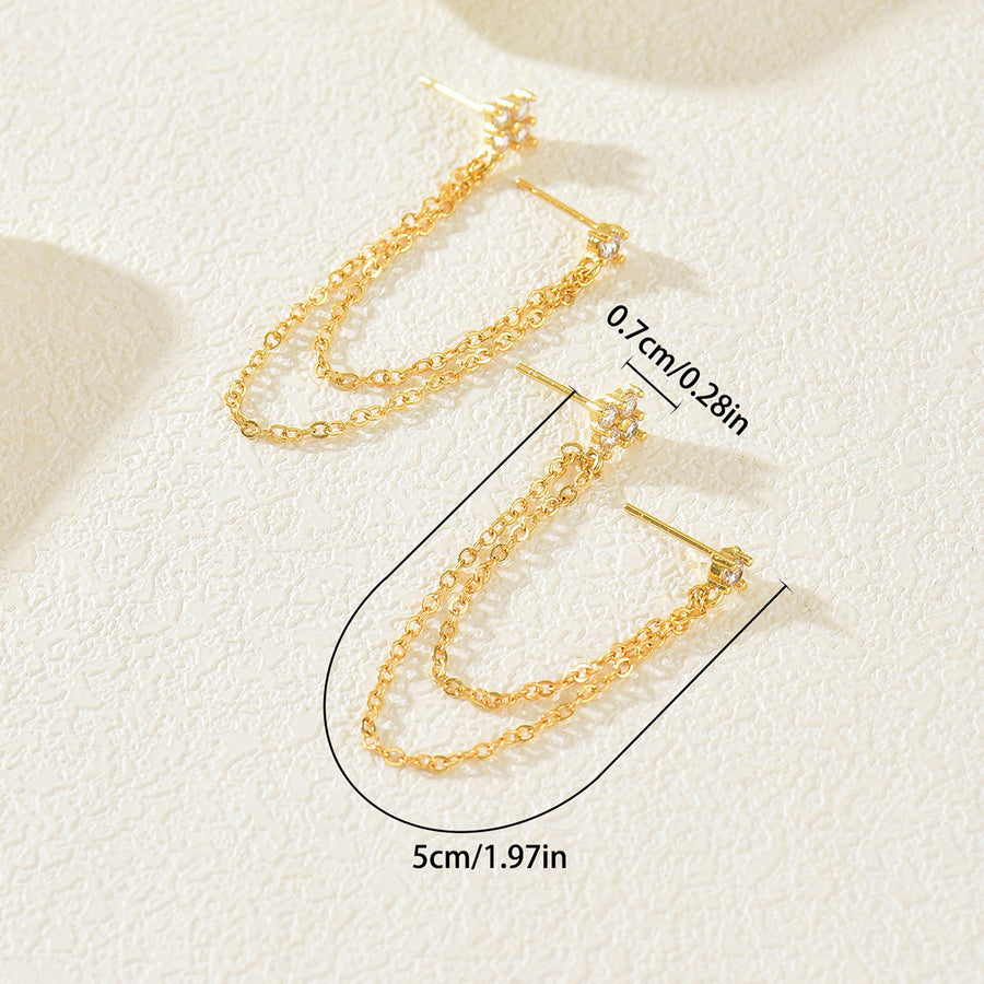 Geometric Cubic Zirconia Stud Earrings for Women