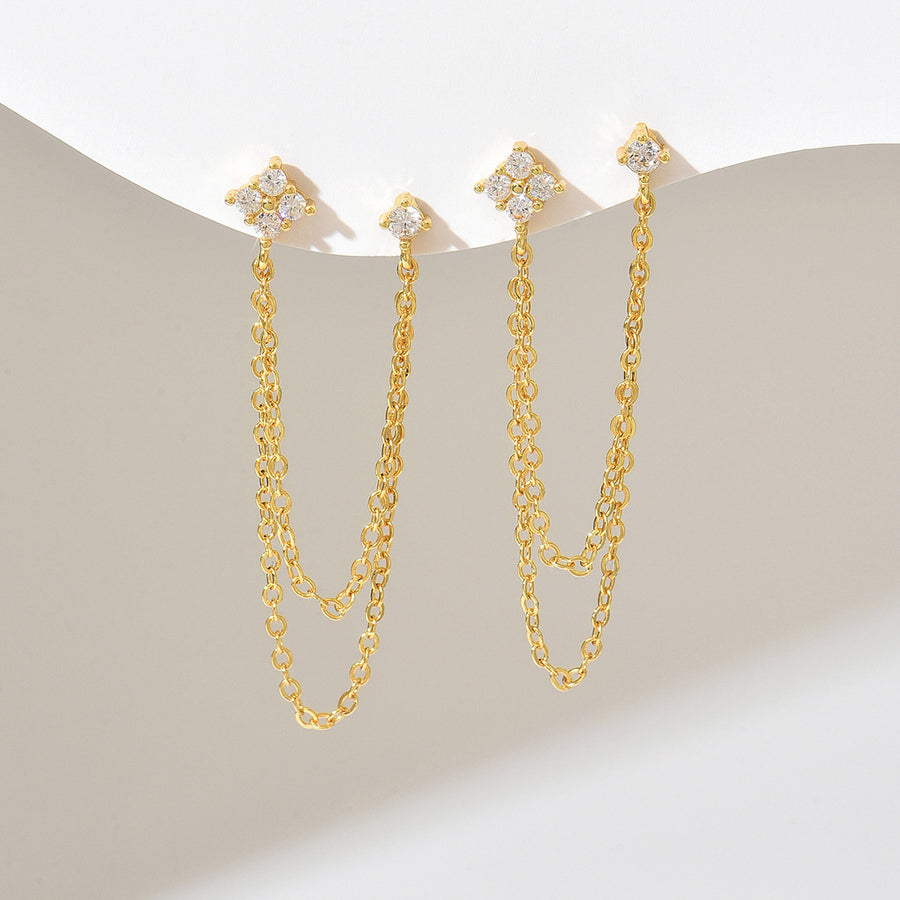 Geometric Cubic Zirconia Stud Earrings for Women